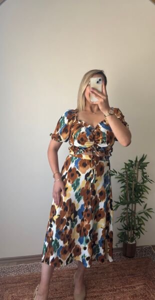 Yırtmaçlı Etekli Takım Desenli - S