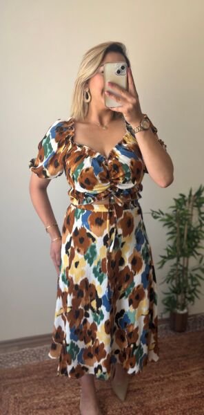 Yırtmaçlı Etekli Takım Desenli - S