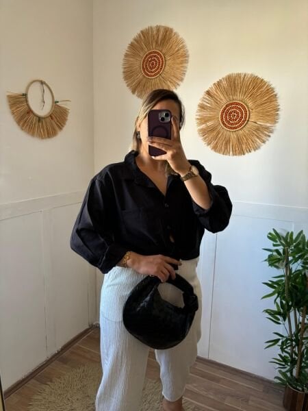 Siyah Oversize Gömlek