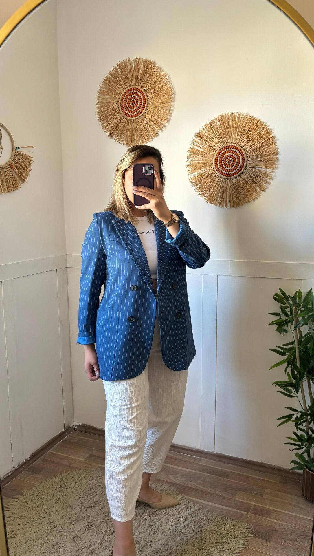 Çizgili Saten Astarlı Ceket