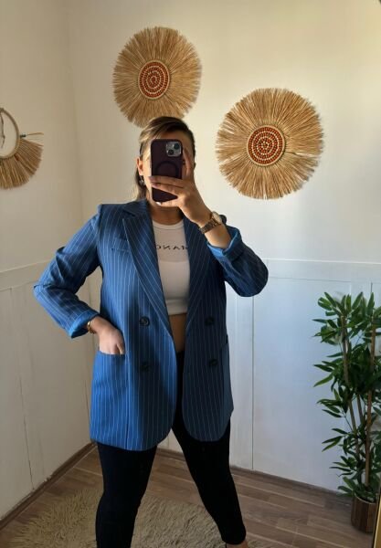 Çizgili Saten Astarlı Ceket