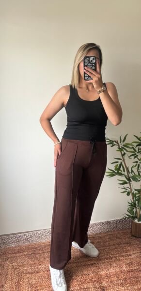 Modal Kumaş Eşofman Altı Kahverengi - XL