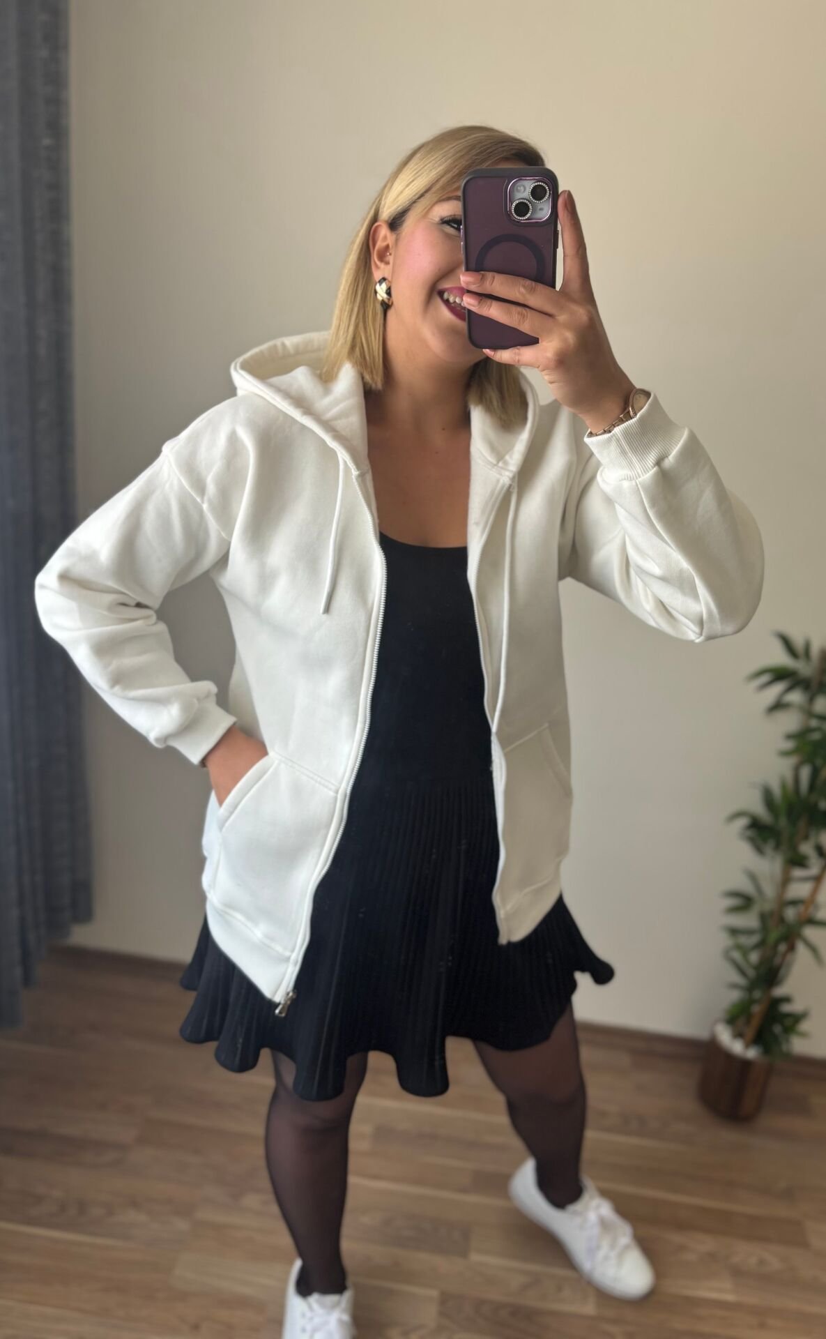 3 İplik Şardonlu Kapşonlu Ceket