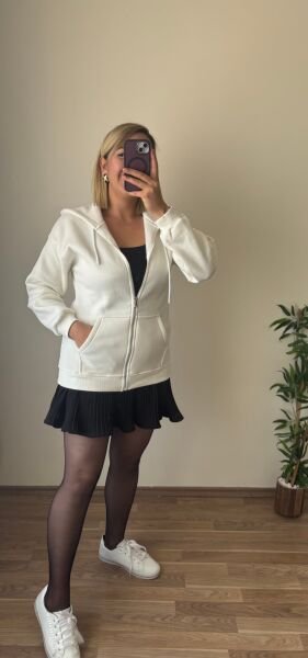 3 İplik Şardonlu Kapşonlu Ceket