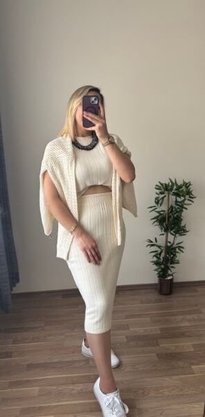 Bluz Etek Hırka 3'Lu Triko Takim