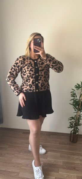 Leopar Desen Triko Hırka