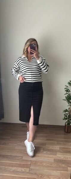 Önden Yırtmaçlı Kot Etek