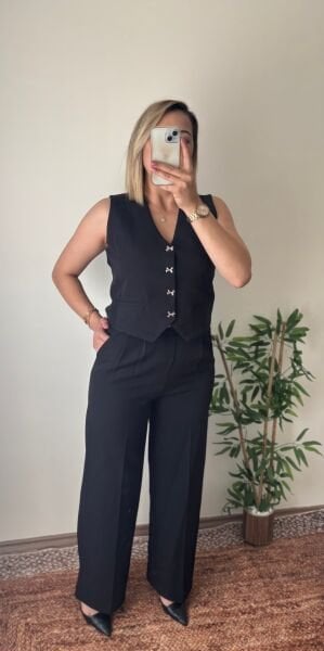 Düğmeli Yelek Takım