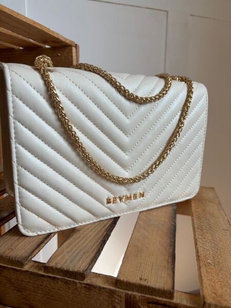 Krem Gold Zincirli Çanta