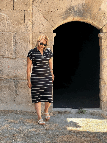 Penye Cizgili Elbise