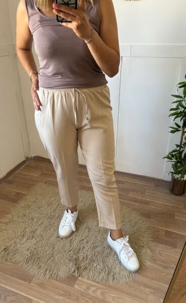 Havuç Kesim Pantolon Krem - 52