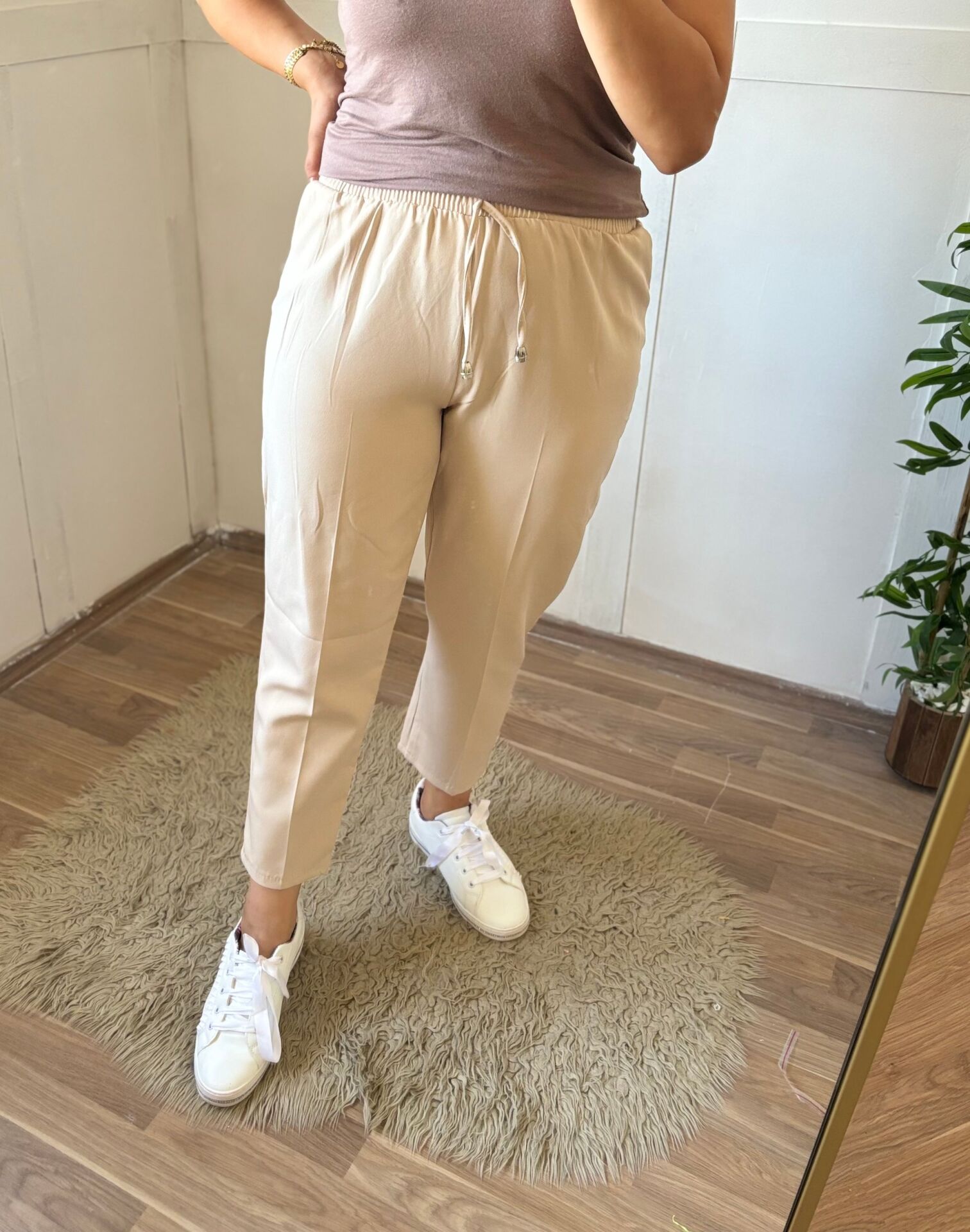 Havuç Kesim Pantolon Krem - 52