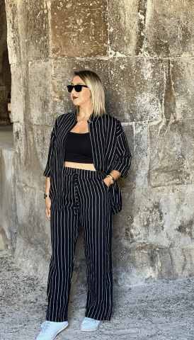 Çizgili Keten Takim