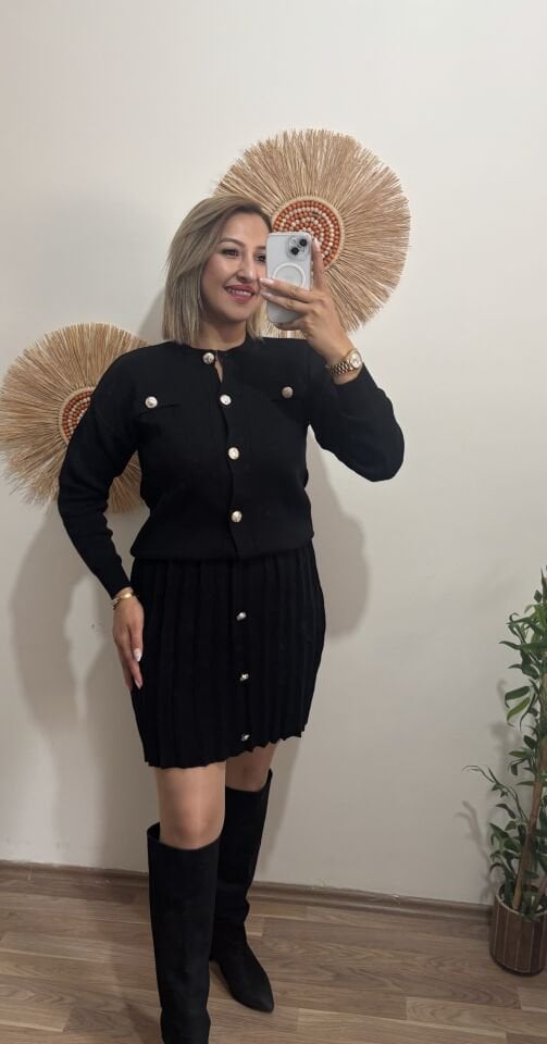 Triko Ceket Etek Takim