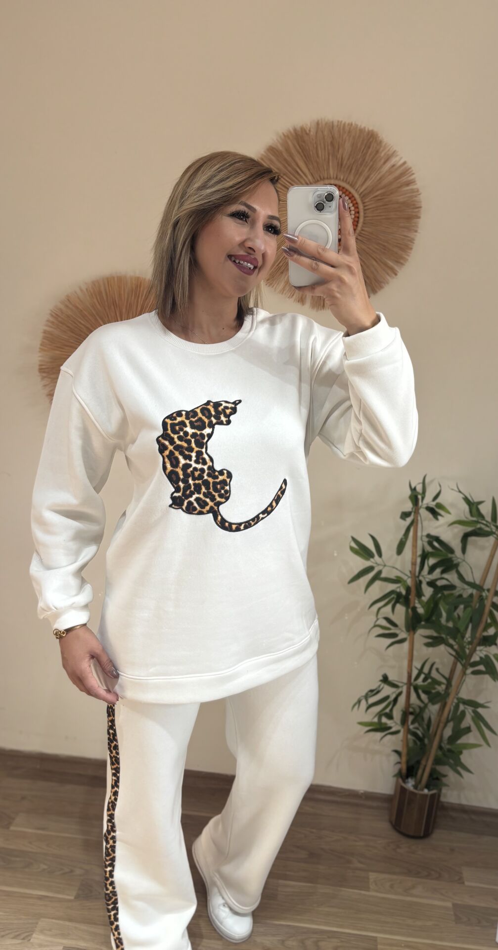 3 iplik Leopar Desenli Takim