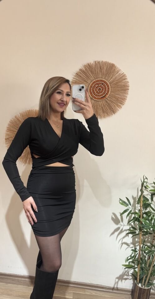 Capraz Dekolteli Elbise