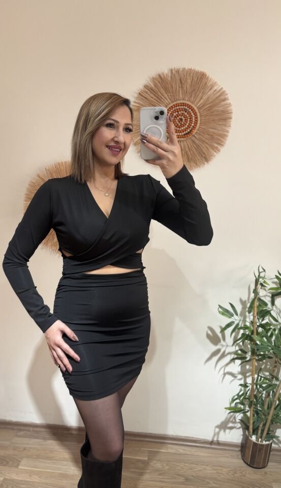 Capraz Dekolteli Elbise