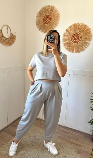 Oysho Kumaş İkili Takım Gri - XL