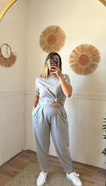 Oysho Kumaş İkili Takım Gri - XL