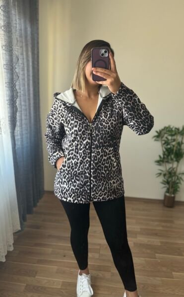 Desenli Sardonlu Hırka Beyaz Desenli - M