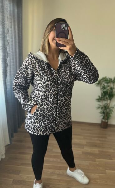 Desenli Sardonlu Hırka Beyaz Desenli - M